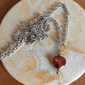 Swarovski Heart Necklace Garnet in Stainless Steel❤️❤️❤️16.6”